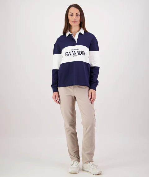 Swanndri Women's Kimbell Long Sleeve Rugby Top - Navy