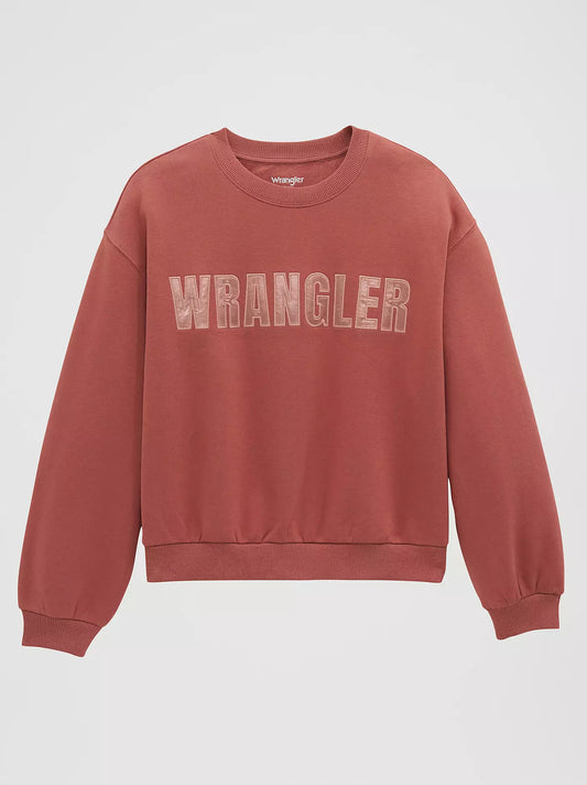 Wrangler Women's Logo Canyon Crew Pullover - Withered Rose