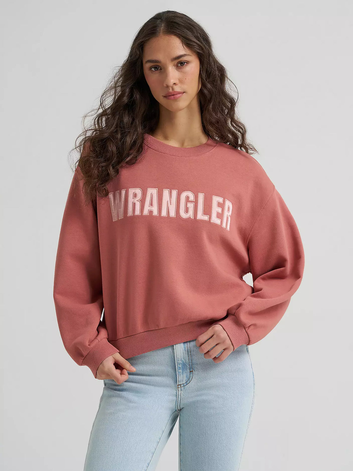 Wrangler Women's Logo Canyon Crew Pullover - Withered Rose
