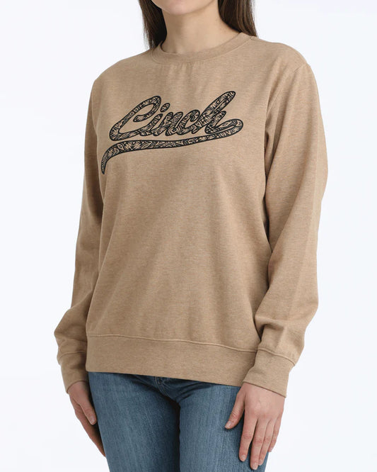 Cinch Women's Logo Sweatshirt -Heather Brown
