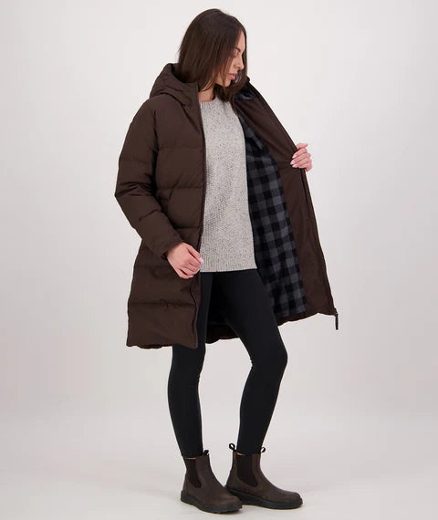 Swanndri Women's Nimbus Longline Down Coat - Espresso