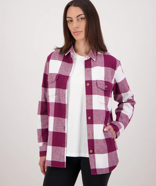 Swanndri Women's Rapaki Shacket - Shiraz/White