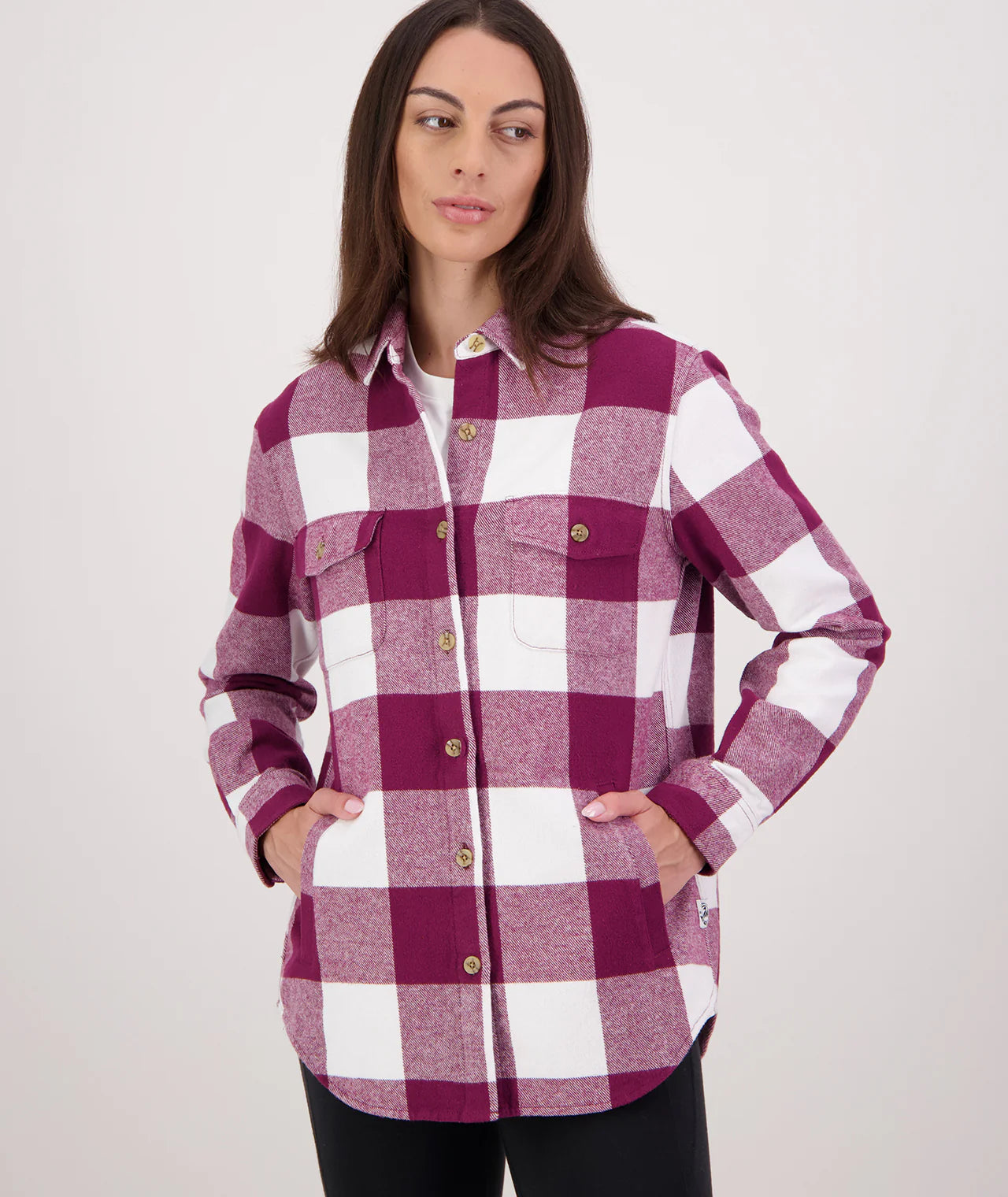 Swanndri Women's Rapaki Shacket - Shiraz/White