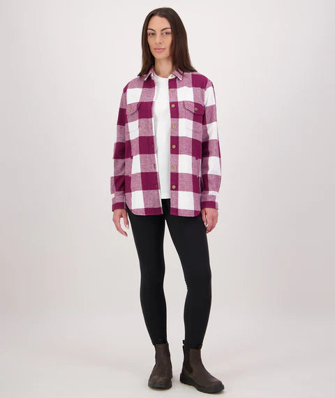 Swanndri Women's Rapaki Shacket - Shiraz/White