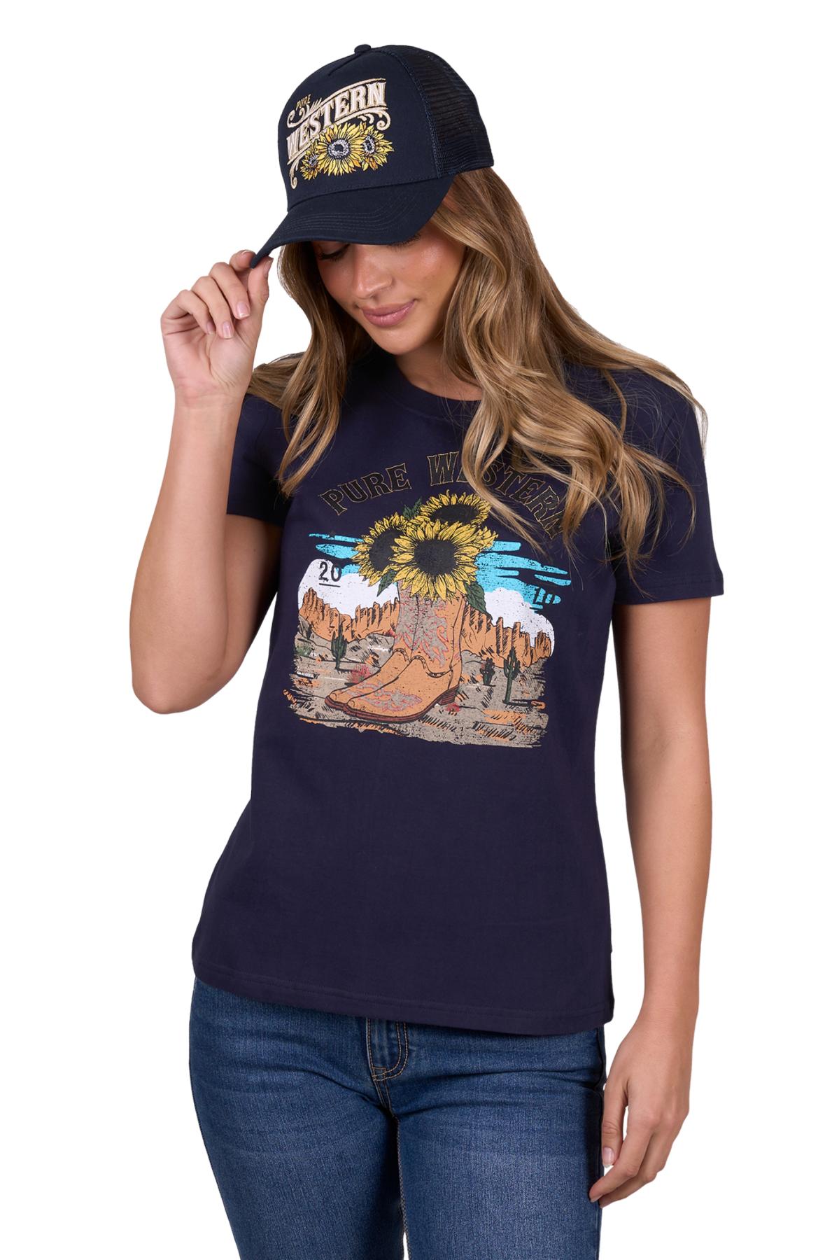 Pure Western Women’s Renee Short Sleeve Tee - Navy