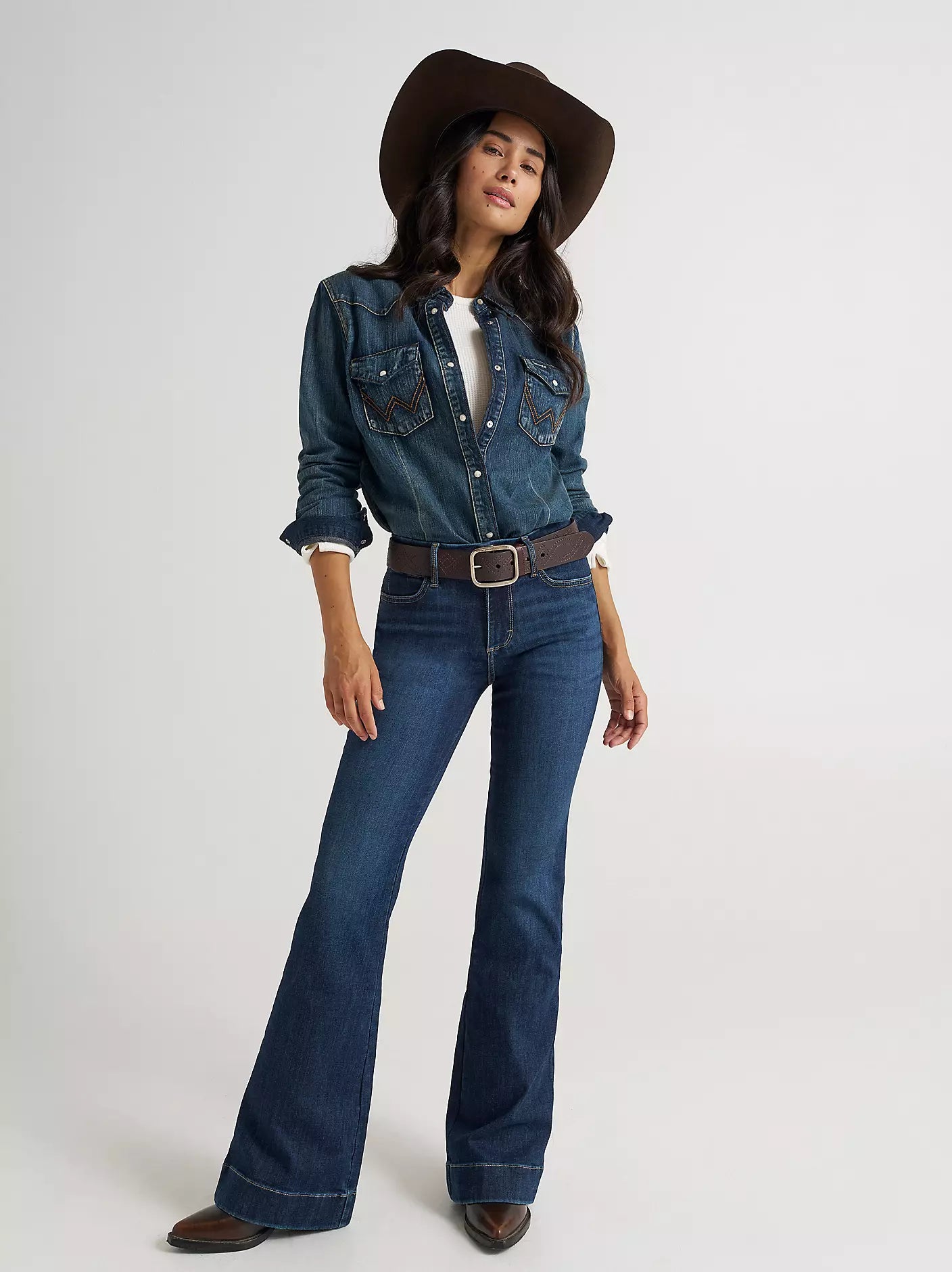 Wrangler Women's BESPOKE High Rise Trouser Jean -  Blue - Dark