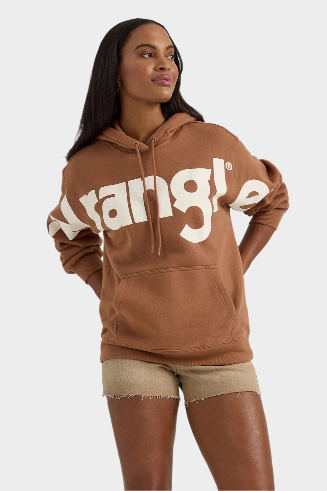Wrangler Women's Bold Logo Hoodie - Brown