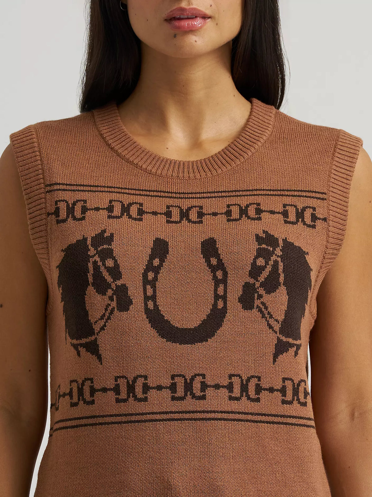 Wrangler Women's Horse Sweater Vest - Brown
