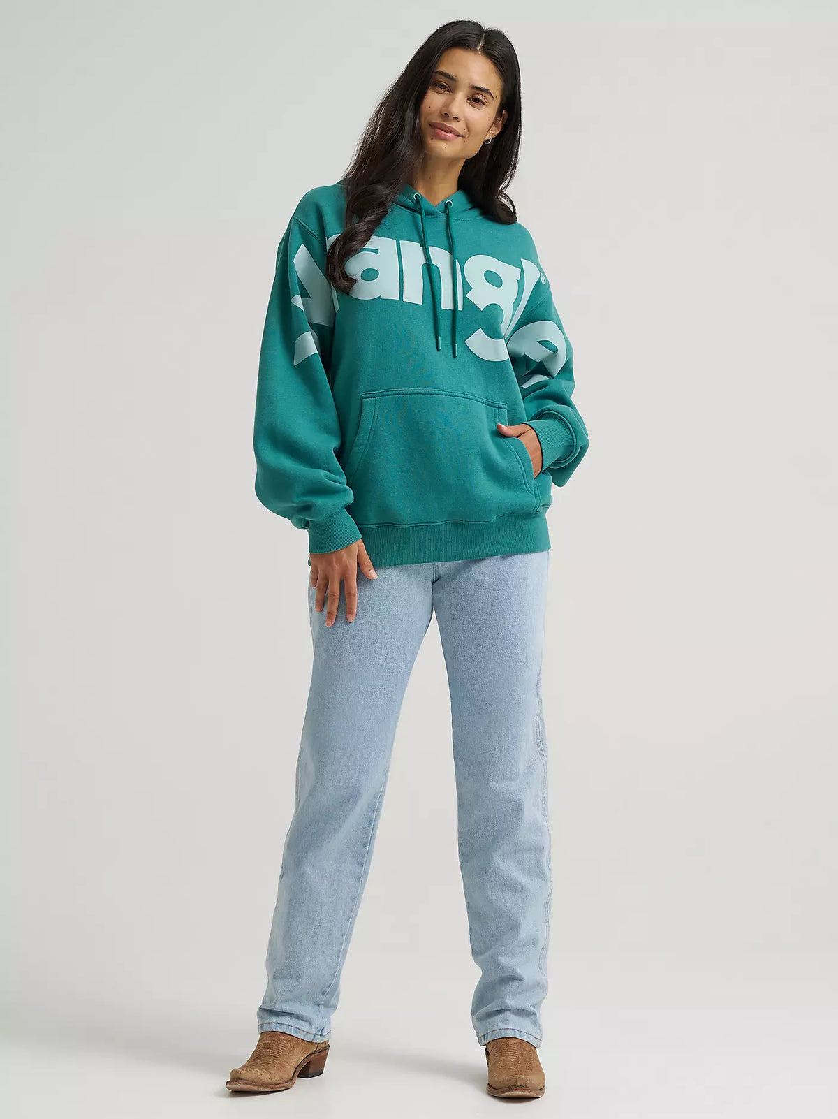 Women’s Wrangler Wide Open Spaces Logo Hoodie - Teal Dream