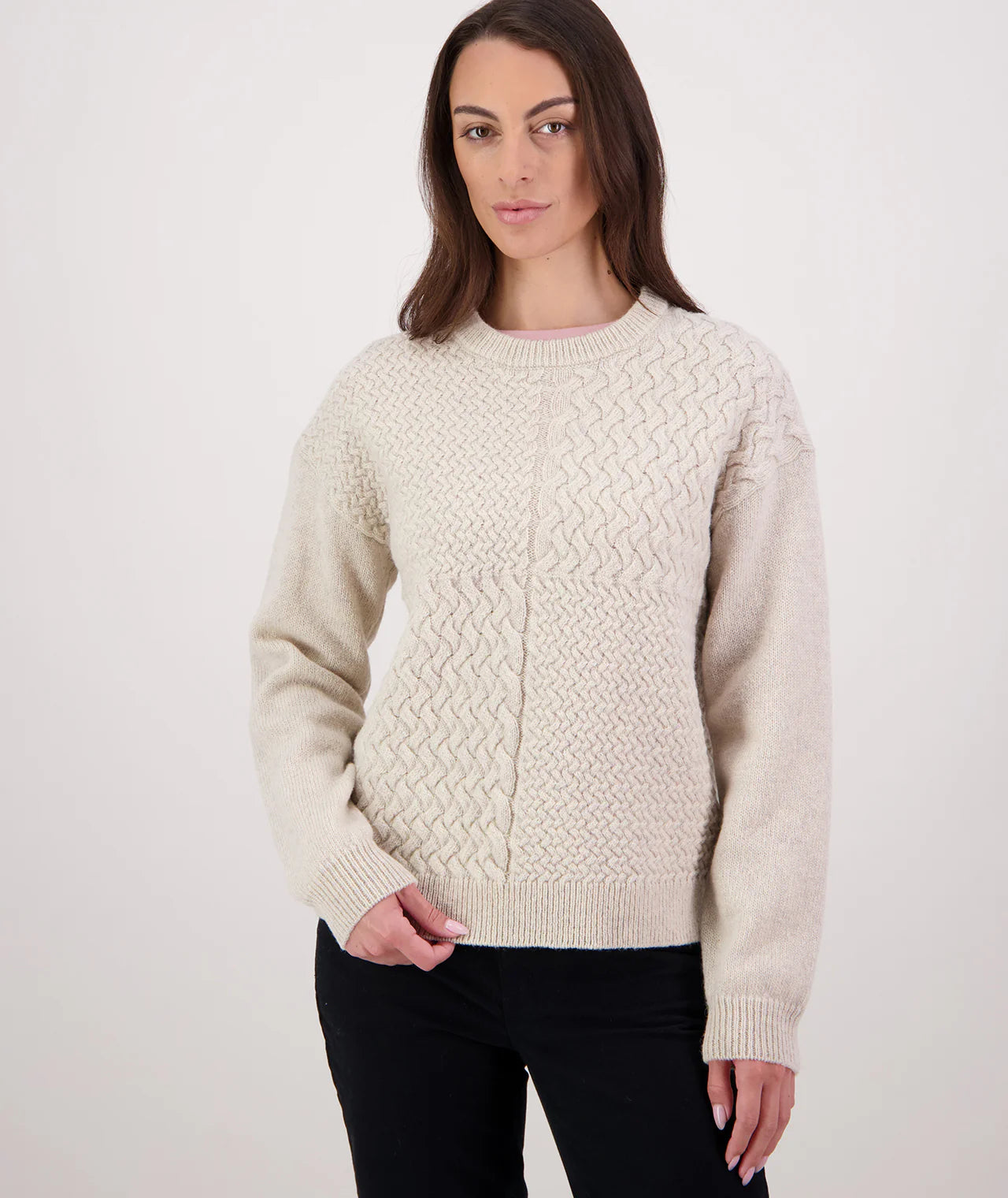 Swanndri Women's Amberley Knit Crew - Biscotti Marle