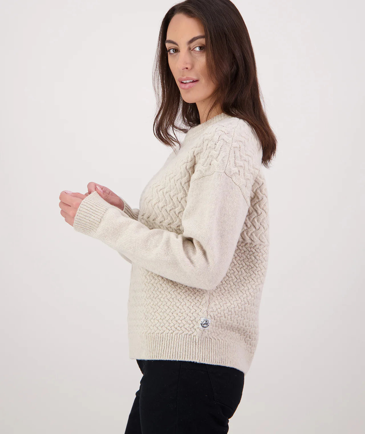 Swanndri Women's Amberley Knit Crew - Biscotti Marle