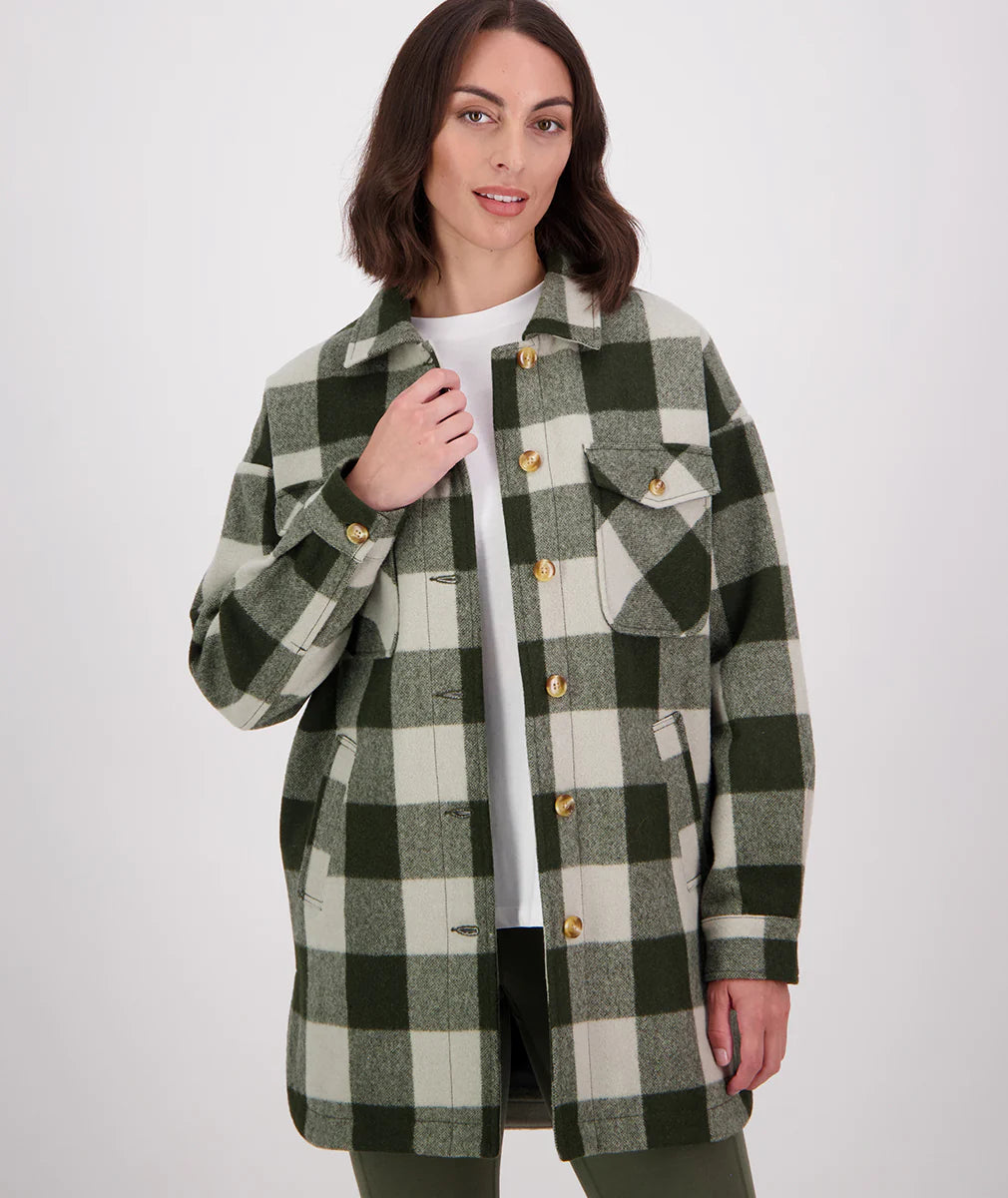 Swanndri Women's Anchorage Longline Jacket - Limestone Check