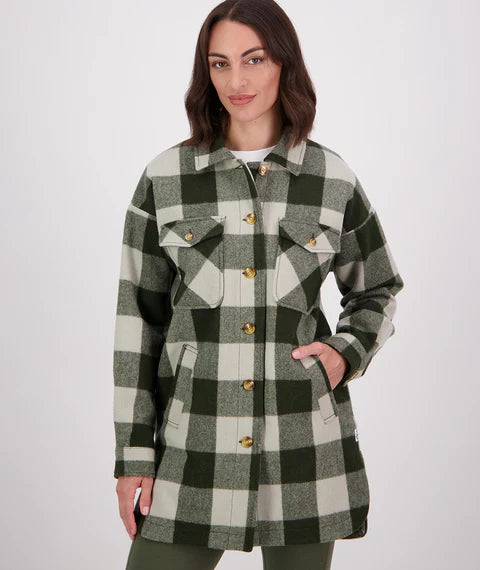 Swanndri Women's Anchorage Longline Jacket - Limestone Check