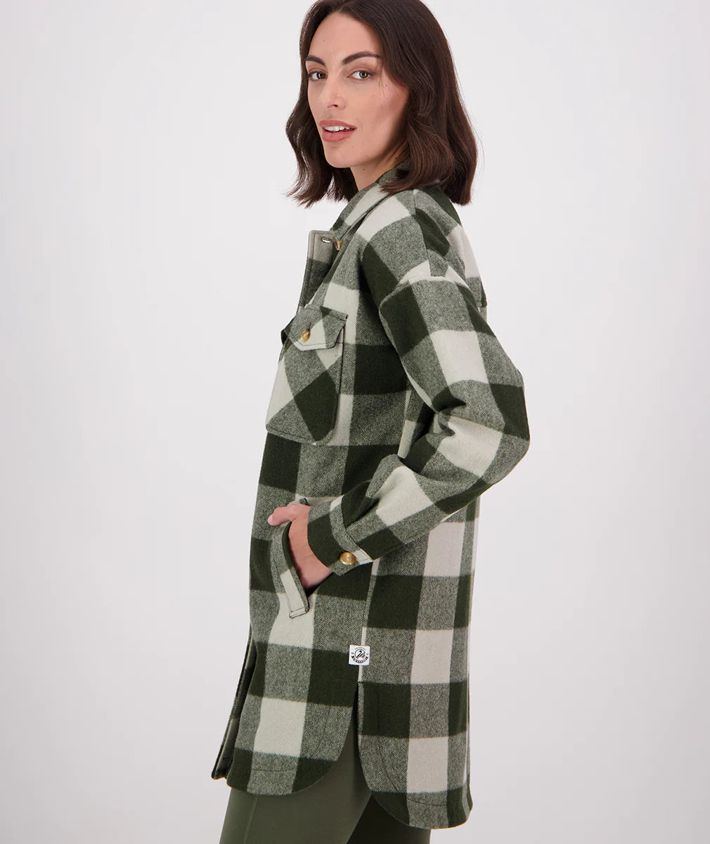 Swanndri Women's Anchorage Longline Jacket - Limestone Check