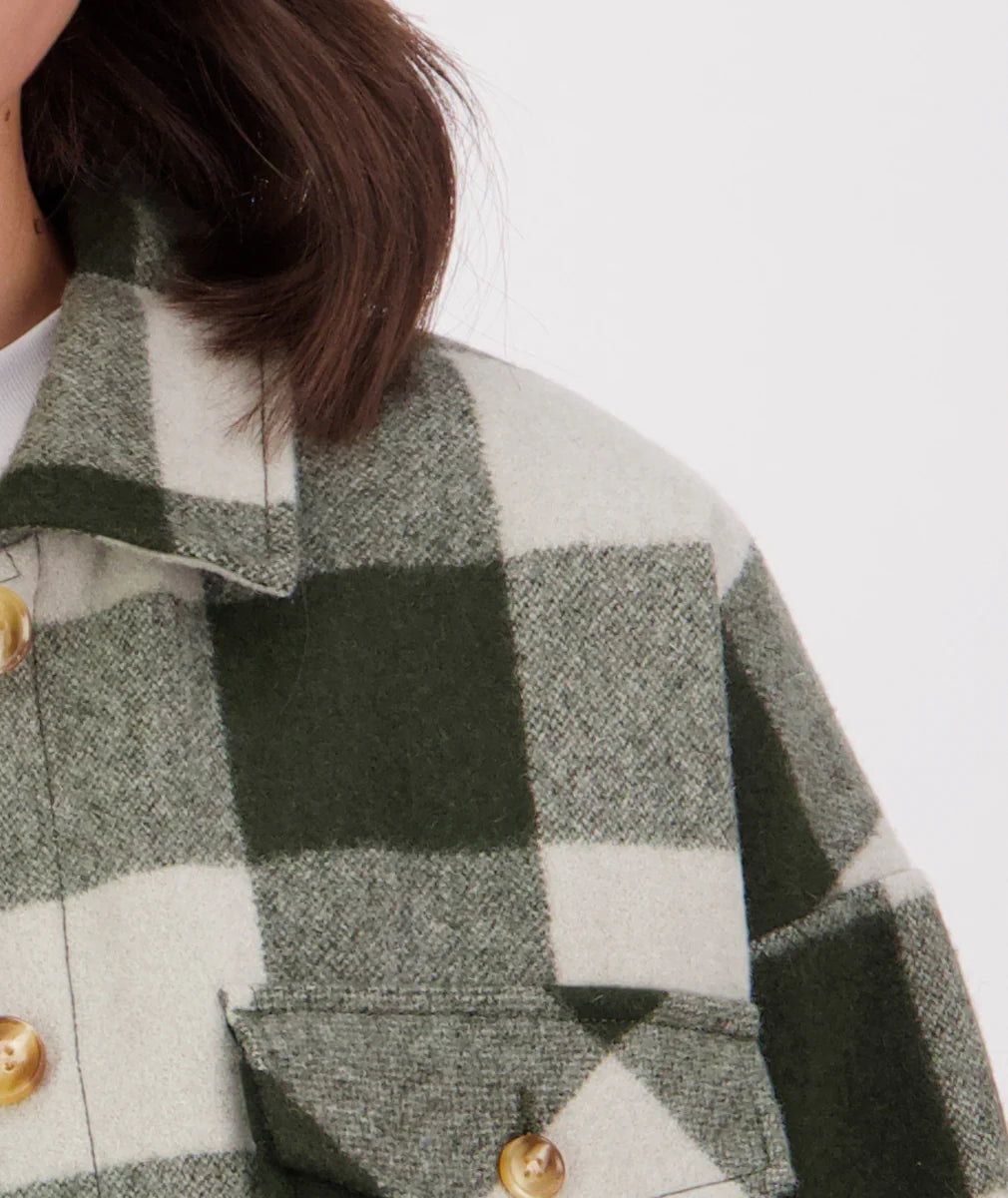 Swanndri Women's Anchorage Longline Jacket - Limestone Check