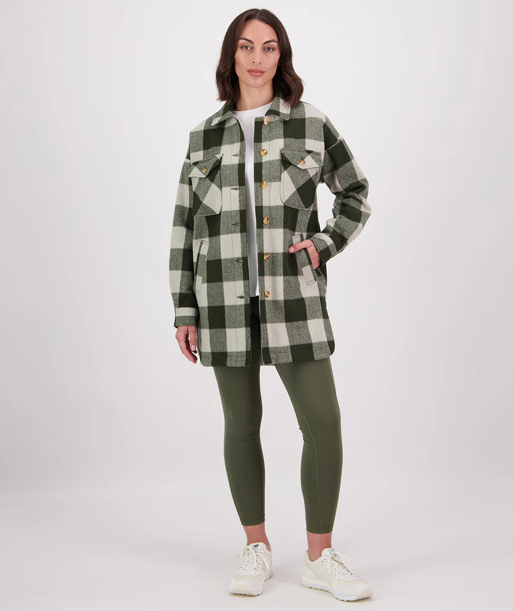 Swanndri Women's Anchorage Longline Jacket - Limestone Check