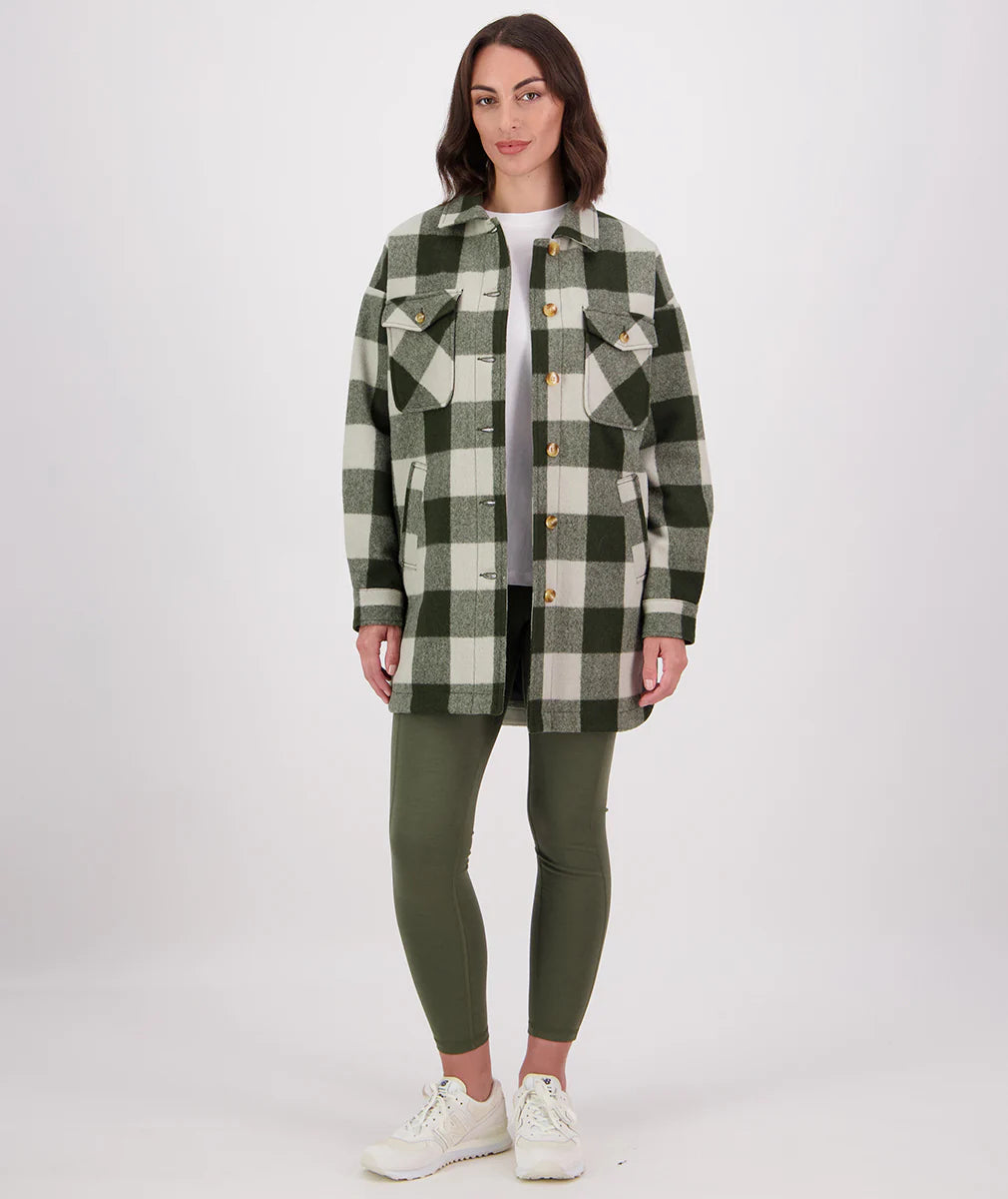 Swanndri Women's Anchorage Longline Jacket - Limestone Check