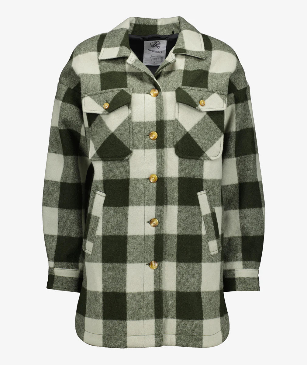Swanndri Women's Anchorage Longline Jacket - Limestone Check