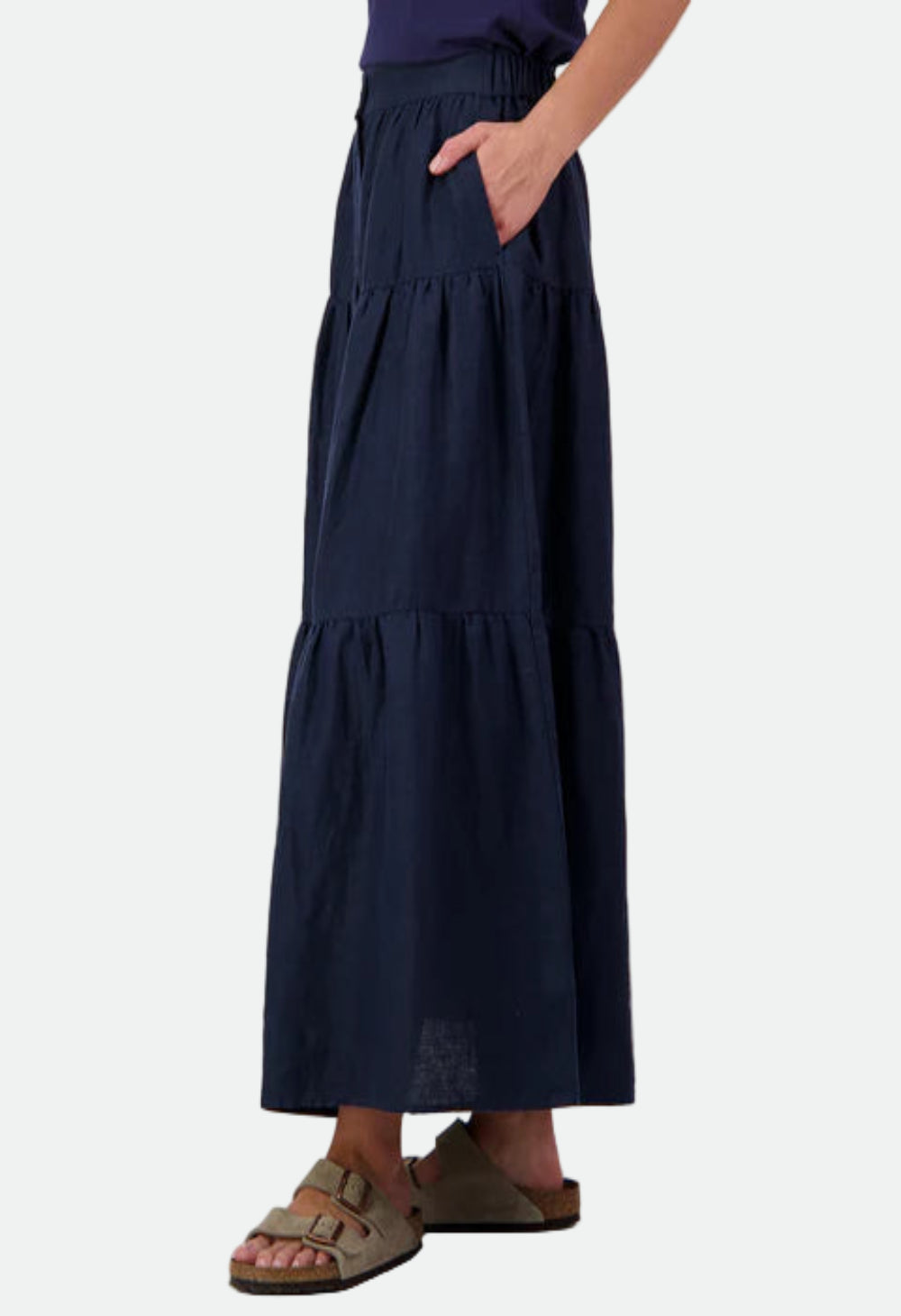 Swanndri Women's Audrey Linen Skirt - Navy
