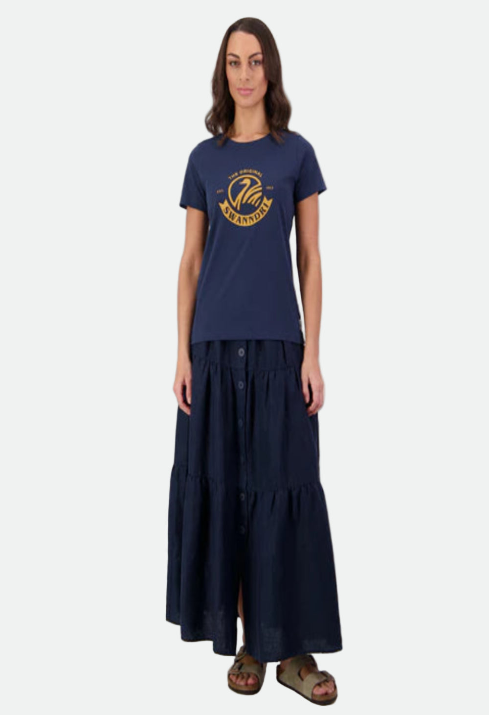 Swanndri Women's Audrey Linen Skirt - Navy