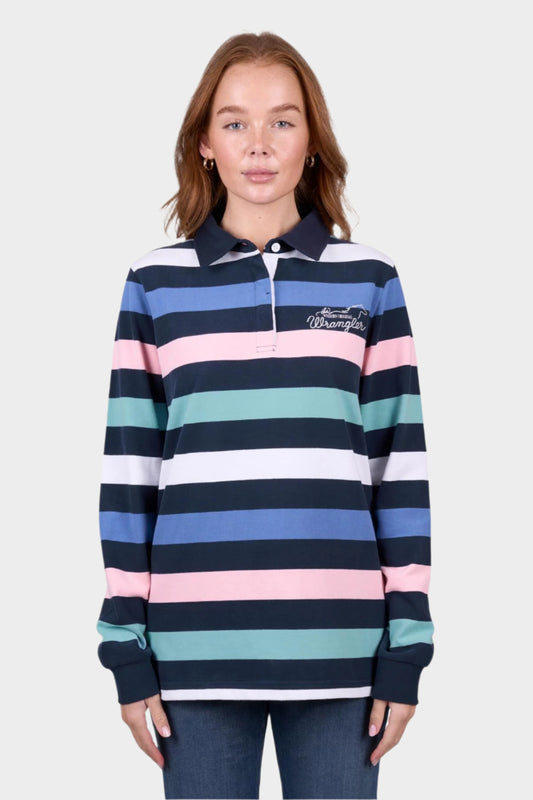 Wrangler Women’s Camden Stripe Rugby - NAVY/MULTI