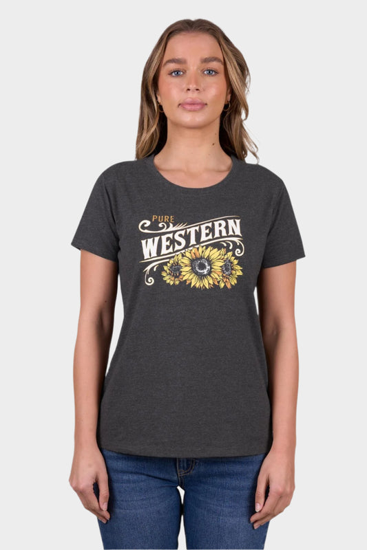 Pure Western Women’s Kendra Short Sleeve Tee - Charcoal/Marle