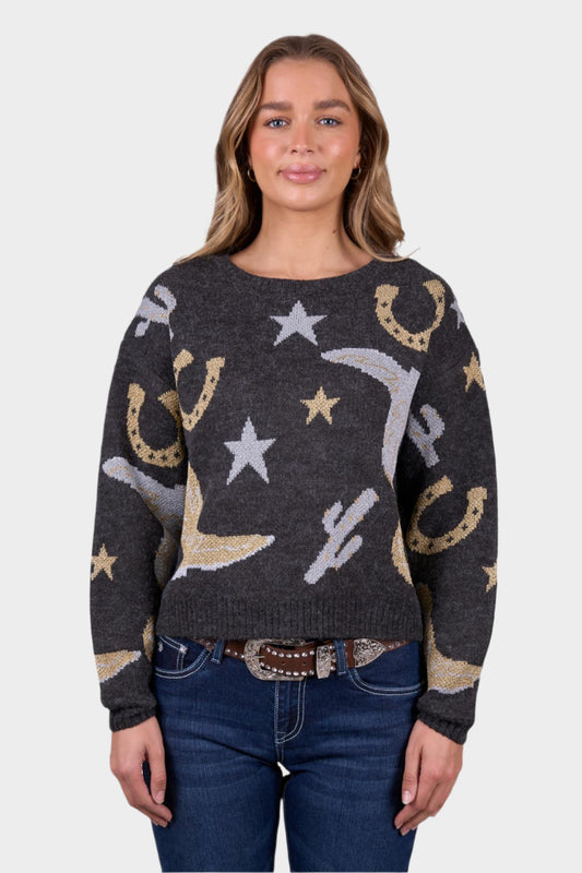 Pure Western Women’s Marcy Knitted Pullover - Charcoal Marle
