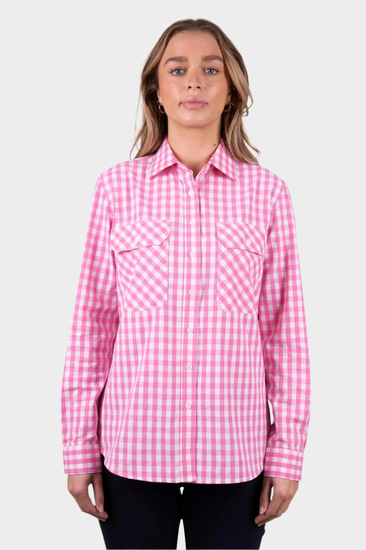 Hard Slog Women’s Melly Full Placket Long Sleeve Shirt - Pink