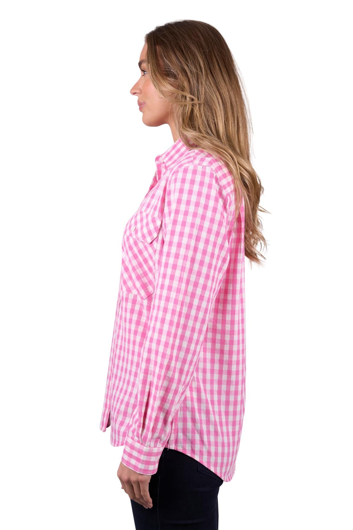 Hard Slog Women’s Melly Full Placket Long Sleeve Shirt - Pink