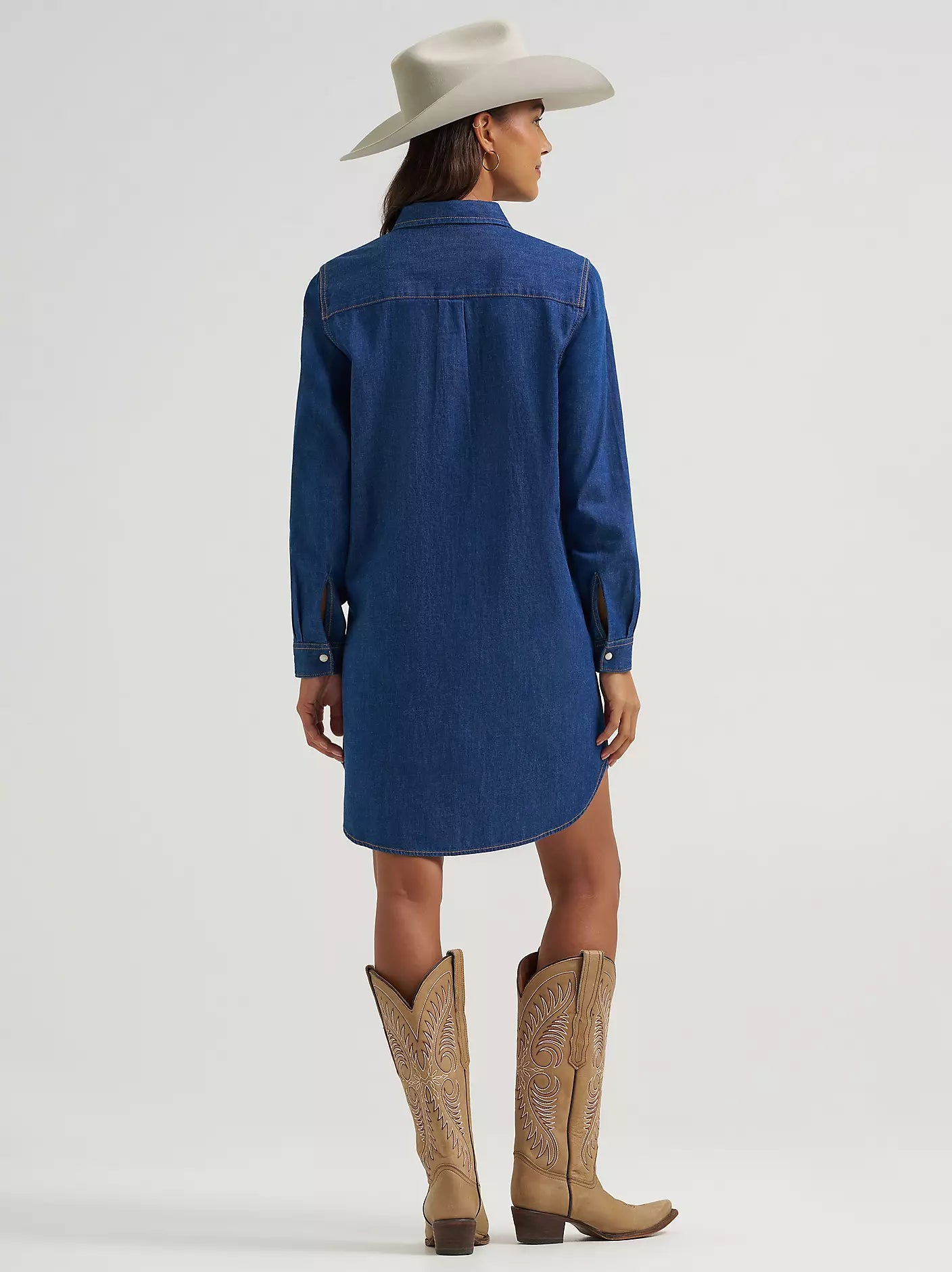 Wrangler Women's Relaxed Western Shirt Dress - Dark Denim