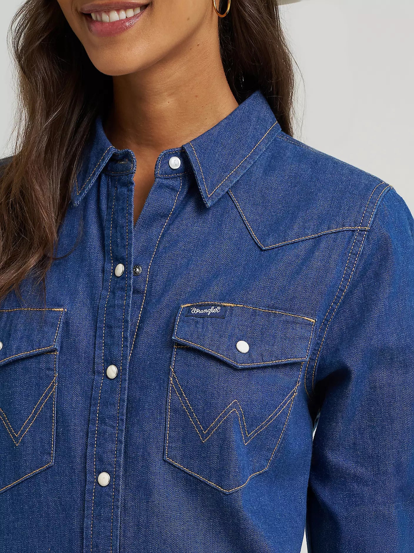 Wrangler Women's Relaxed Western Shirt Dress - Dark Denim