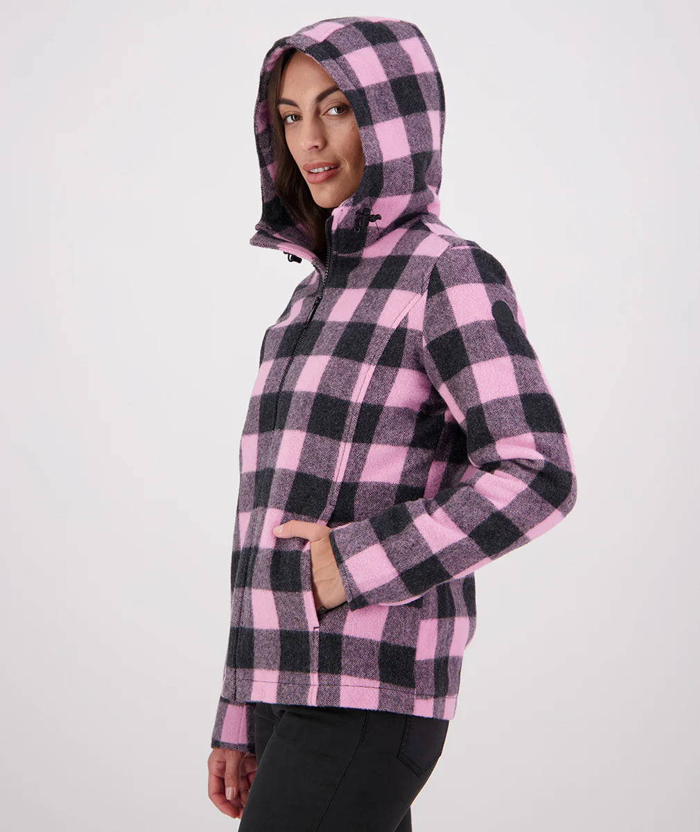 Women's Seattle V2 Wool Hoodie -Shadow/Blossom Check