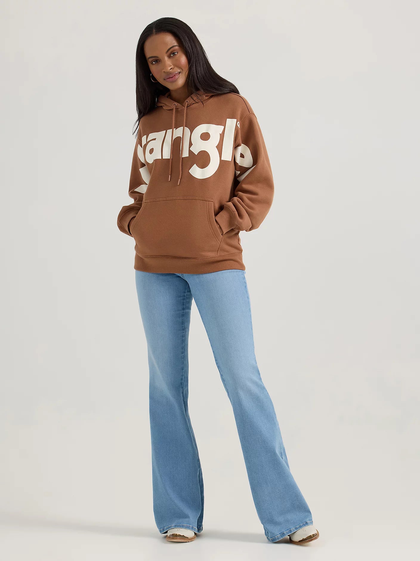 Wrangler Women's Bold Logo Hoodie - Brown