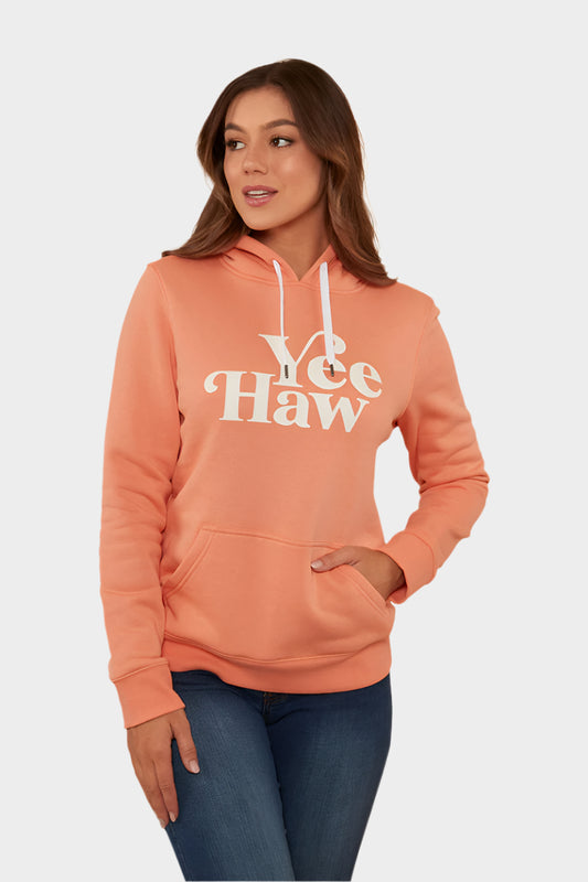 Ringers Western Melrose Women's Hoodie (Yee Haw) - Coral