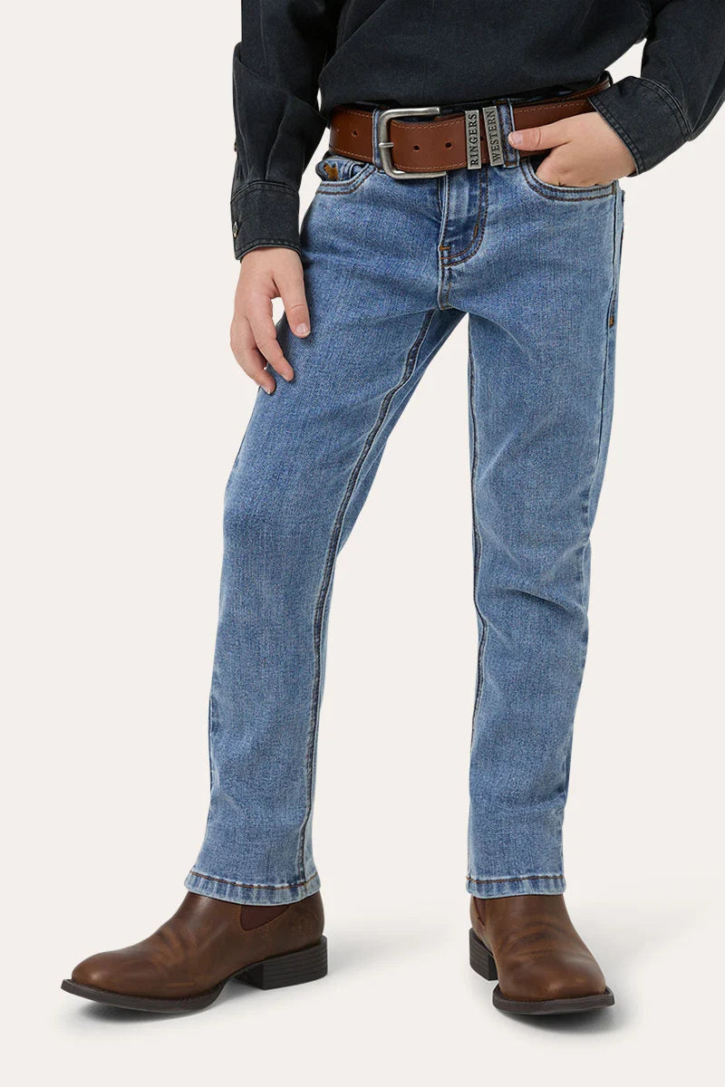 Ringers Western Woop Woop Kids Slim Straight Jeans - Mid Blue