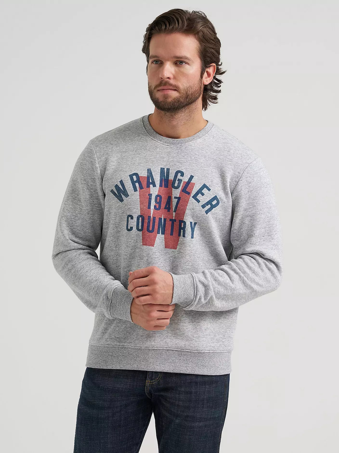 Wrangler 1947 Country Graphic Fleece Sweatshirt - Grey Mele