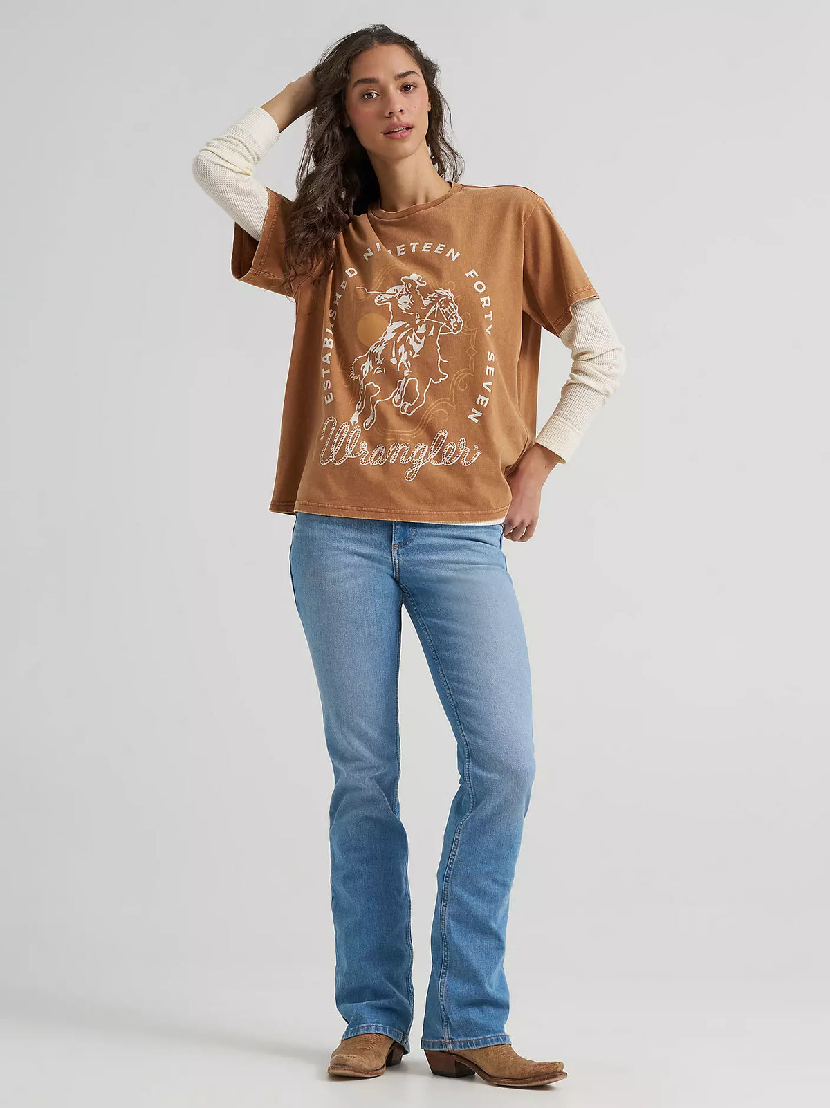 Wrangler Rider Girlfriend Graphic Tee - Argan Oil
