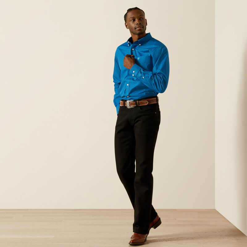 Ariat Men's Wrinkle Free Colin Fitted Shirt - Blue