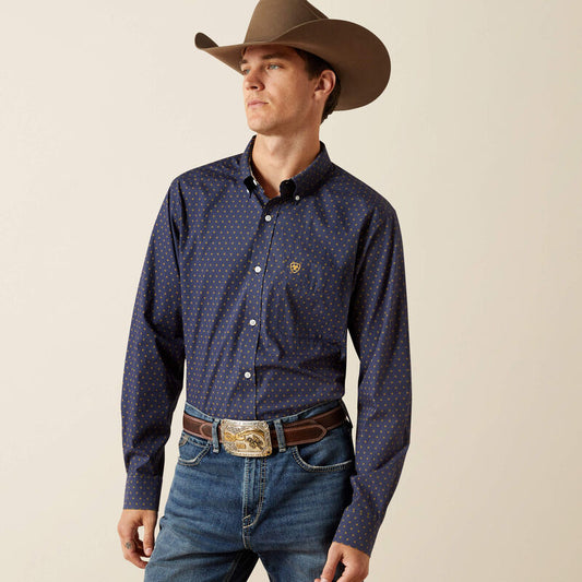 Ariat Men's Wrinkle Free Daven Fitted Shirt - Navy