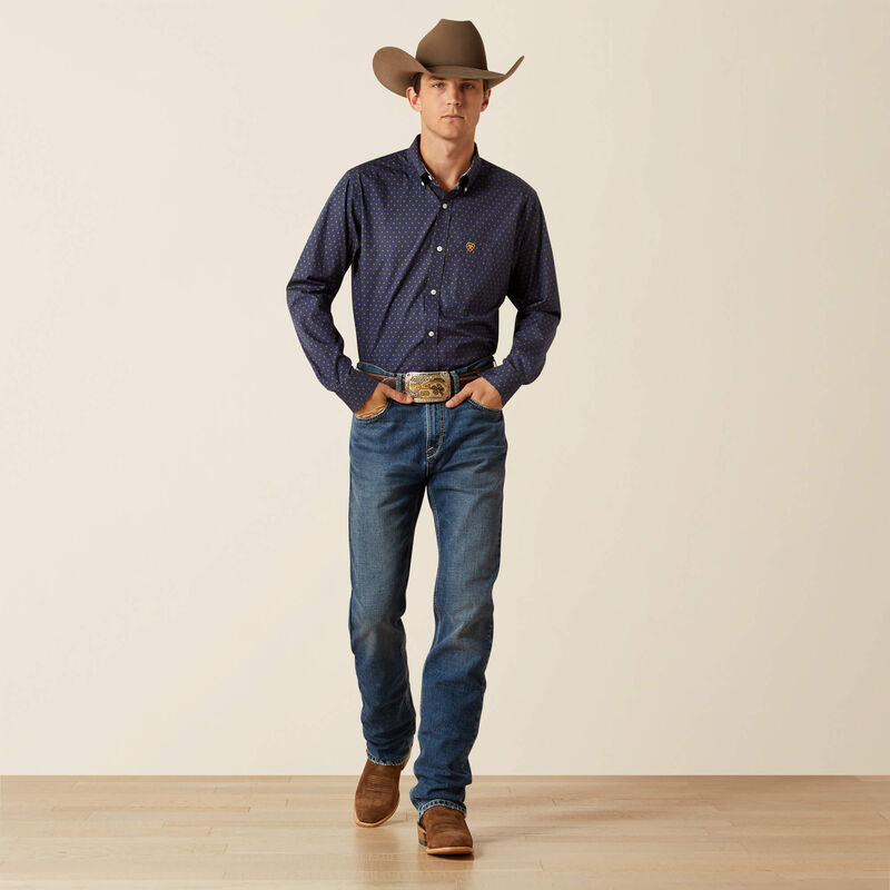 Ariat Men's Wrinkle Free Daven Fitted Shirt - Navy