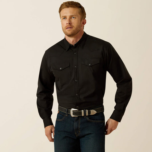 Ariat Men's Wrinkle Free Refined Slub Classic Fit Shirt - Black