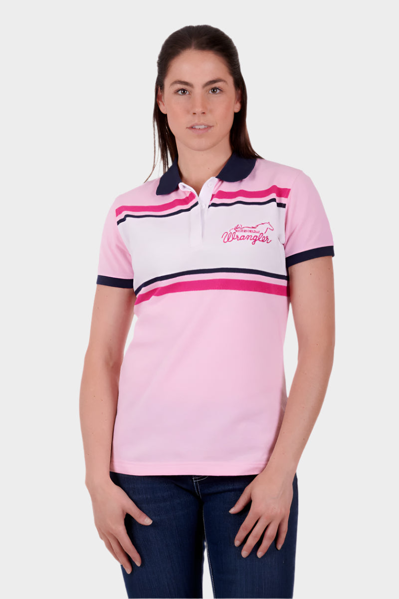 WRANGLER WOMENS SELENA S/S POLO - PINK OR AQUA
