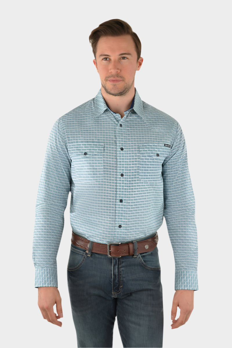 WRANGLER JEFFREY PRINT WESTERN LONG SLEEVE SHIRT