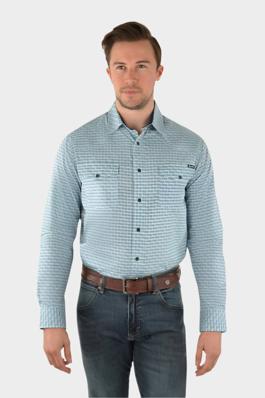 WRANGLER JEFFREY PRINT WESTERN LONG SLEEVE SHIRT