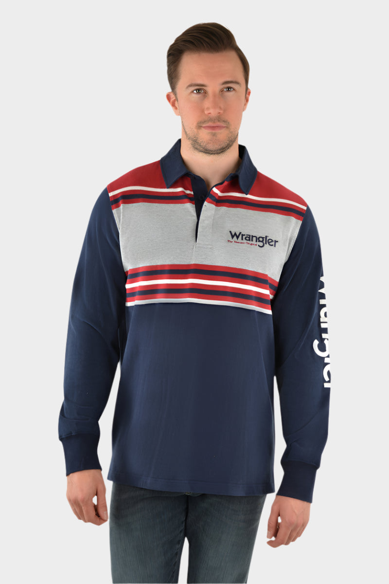 WRANGLER MEN'S JAKE STRIPE RUGBY