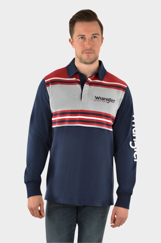 WRANGLER MEN'S JAKE STRIPE RUGBY
