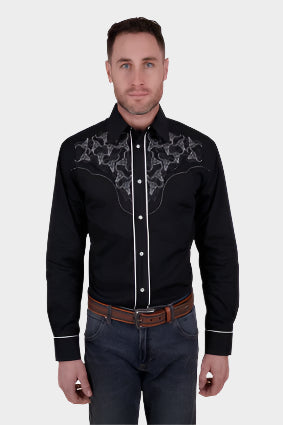 WRANGLER MENS DALTON LONG SLEEVE SHIRT (BLACK)