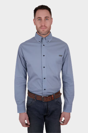 WRANGLER MENS BERT LONG SLEEVE SHIRT (NAVY/TAN) - SALE