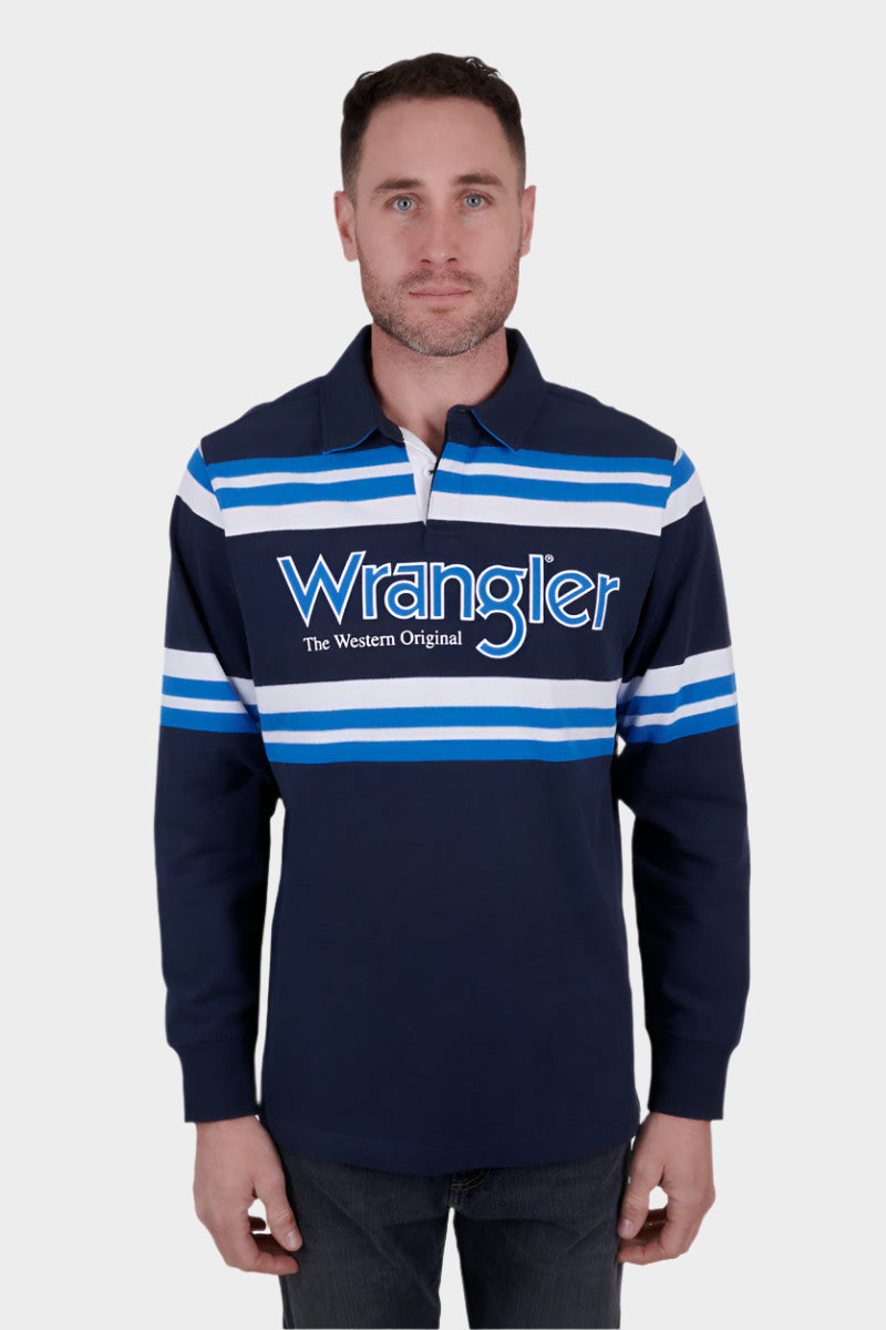 WRANGLER MENS LAWSON RUGBY (NAVY/ROYAL)