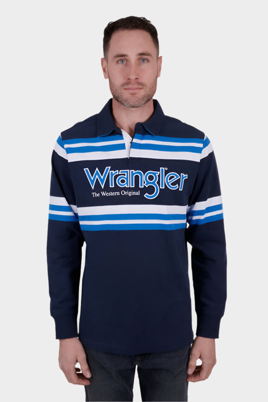 WRANGLER MENS LAWSON RUGBY (NAVY/ROYAL)
